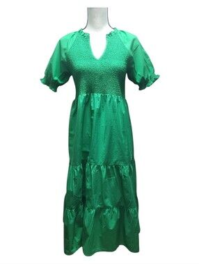 THML | Dresses | Thml Floral Pink With Olive Green Floral And Trim Maxi  Dress Med | Poshmark